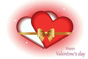 twee liefhebbend harten gebonden met een gouden lint voor altijd samen, romantisch illustratie.valentijnskaarten dag concept. vector