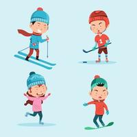 verzameling wintersportkarakters vector