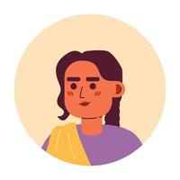 Saree Indisch jong vrouw ontspannen glimlachen 2d vector avatar illustratie. poseren meisje Hindoe traditioneel tekenfilm karakter gezicht. gewoontjes hoofdschot portret vlak kleur gebruiker profiel beeld geïsoleerd Aan wit