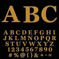 glitter alfabet gemaakt van goud glanzende confetti. vector