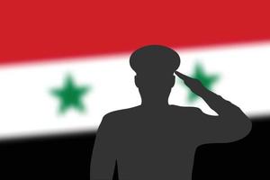 soldeer silhouet op wazige achtergrond met syrië vlag. vector