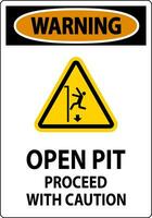 waarschuwing teken Open pit doorgaan met voorzichtigheid vector