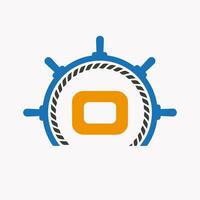 brief O reis stuurinrichting logo. jacht symbool, schip logo, marinier teken sjabloon vector