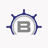 brief b reis stuurinrichting logo. jacht symbool, schip logo, marinier teken sjabloon vector