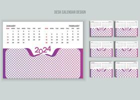 bureau kalender 2024 of maandelijks wekelijks schema nieuw jaar kalender 2024 ontwerp sjabloon. vector