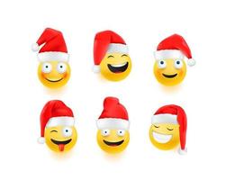 Kerstmisemoji's met kerstmutsen op wit wordt geïsoleerd vector