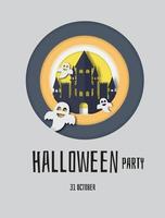 happy halloween banner in papier gesneden stijl vector