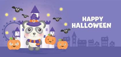 happy halloween banner met schattige heks. vector