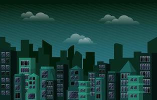 nacht stad stedelijk wolkenkrabber gebouw stadsgezicht uitzicht plat ontwerp vector