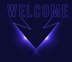 donkerblauwe welkom neon effect geïsoleerde vector met glans gloed vorm