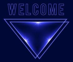 donkerblauwe welkom neon effect geïsoleerde vector met glans gloed vorm