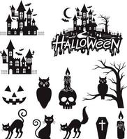 halloween stickers en labels zwarte kleur illustratie vector