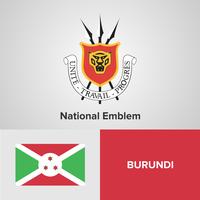 Burundi National Emblem, kaart en vlag vector