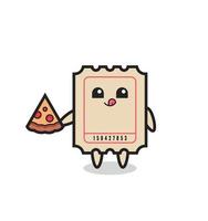 leuke kaartjescartoon die pizza eet vector