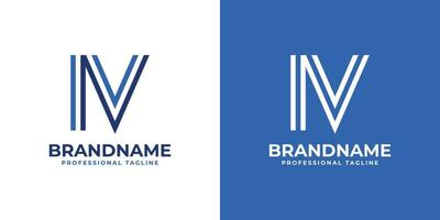 brief iv lijn monogram logo, geschikt voor bedrijf met iv of vi initialen. vector