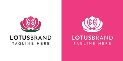 brief ee lotus logo set, geschikt voor bedrijf verwant naar lotus bloemen met ee initialen. vector