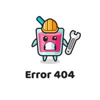 error 404 met de schattige aardbeiensapmascotte vector