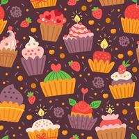 patroon met snoep cupcakes. voor verjaardagsfeestje vector