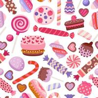 valentijnsdag zoet patroon met verschillende cupcake vector