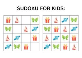 sudoku-spel voor kinderen met schattige foto's. vector