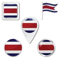set van iconen van de nationale vlag van costa rica vector