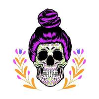 decoratieve schedel hoofd kant dag van de dode mexico illustratie vector