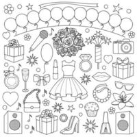 meisjesfeest doodle set vector