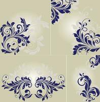 reeks van vier 4 wijnoogst uitnodiging kaarten met overladen elegant abstract bloemen ontwerp vector