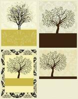 reeks van vier 4 wijnoogst uitnodiging kaarten met overladen elegant abstract bloemen boom ontwerp vector