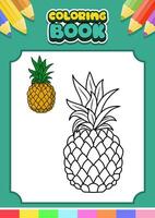 fruit kleur boek voor kinderen. ananas vector illustratie