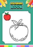 fruit kleur boek voor kinderen. appel vector illustratie