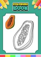 fruit kleur boek voor kinderen. pawpaw vector illustratie