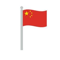 vlag van China Aan vlaggenmast geïsoleerd vector