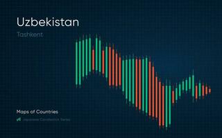 Oezbekistan kaart is getoond in een tabel met bars en lijnen. Japans kandelaar tabel serie vector