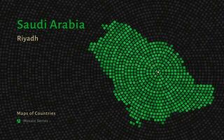 saudi Arabië kaart met een hoofdstad van Riyadh getoond in een mozaïek- patroon vector