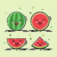 watermeloen expressie illustratie set vector