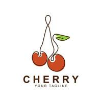 kersenfruit logo, rood gekleurde plant vectorillustratie, fruit winkel ontwerp, bedrijf, sticker, productmerk vector