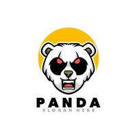 panda hoofd boos logo tekenfilm vector