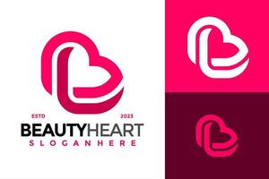 brief b schoonheid hart logo ontwerp vector symbool icoon illustratie
