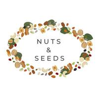 logo illustratie van droog noten en zaden ovaal achtergrond vector