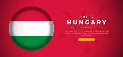 gelukkig Hongarije onafhankelijkheid dag ontwerp papier besnoeiing vormen achtergrond illustratie voor poster, banier, reclame, groet kaart vector