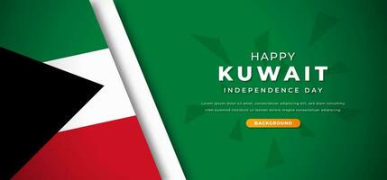 gelukkig Koeweit onafhankelijkheid dag ontwerp papier besnoeiing vormen achtergrond illustratie voor poster, banier, reclame, groet kaart vector