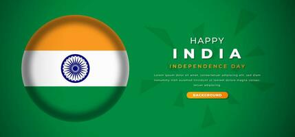 gelukkig Indië onafhankelijkheid dag ontwerp papier besnoeiing vormen achtergrond illustratie voor poster, banier, reclame, groet kaart vector