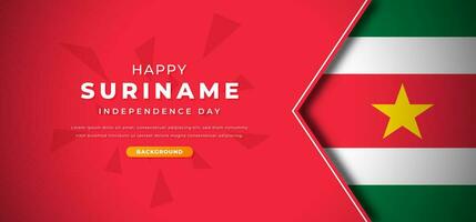 gelukkig Suriname onafhankelijkheid dag ontwerp papier besnoeiing vormen achtergrond illustratie voor poster, banier, reclame, groet kaart vector