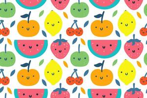 hand- getrokken schattig divers weinig fruit tekenfilm illustratie naadloos patroon vector