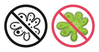 antibacteriële icoon. vector pictogrammen set, verbod virus