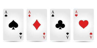 spelen poker kaarten. azen van poker. vier azen Aan wit achtergrond. vector illustratie.