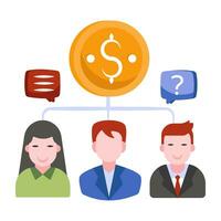 dollar met avatars presentatie van investeerders icoon vector