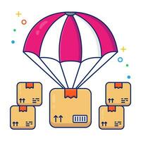 een icoonontwerp van parachutelevering vector