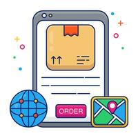 perfect ontwerp icoon van mobiel pakket bestellen vector